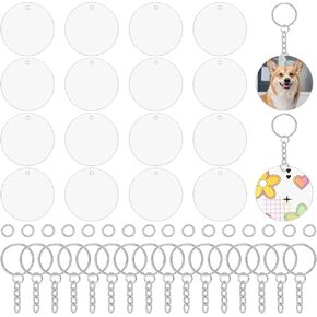 Lukiisoo 48pcs Heart Acrylic Keychain keychain kist بما في ذلك 16pcs فراغات زخرفة أكريليك صافية (4.5 × 5 سم) ، حلقات مفتاحية 16pcs مع سلسلة من حلقات القفز في الفينيل.