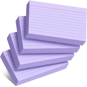 Purple Index Cards 3x5 Inch- 200 Pack, Ruled Index Flash Cards for Studying, Lined Note Cards 3x5 Index Cards, Purple Flashcards 3 x 5 Notecards Lined Study Cards College Ruled for Office and School