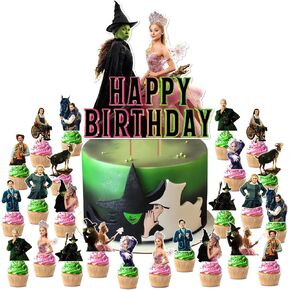 Witch Theme Birthday Decorations, 25 Pcs Witch Birthday Cupcake Toppers for Birthday Party Decorations Supplies, Movie Birthday Party Cake Decorations