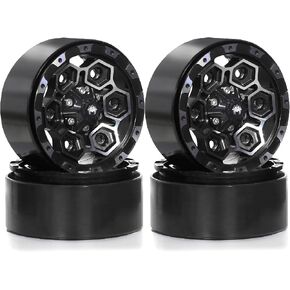 1.9 Inch Beadlock Wheels Rims 12mm Hex Aluminum Heavy Duty 1/10 RC Wheel Hubs for 1:10 Rock Crawler Car Axial SCX10 I II III 90046 TRX4 TRX6 CC01 D90 RC4WD Redcat Gen8 1.9" Tires (Green)