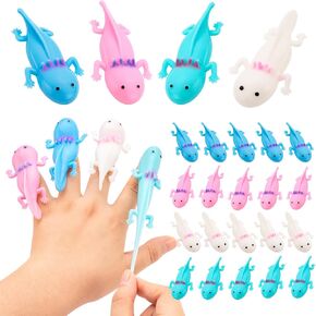 KXCOFTXI 20Pcs Axolotl Party Favors, 4 Colors Axolotl Rubber Toy, Axolotl Toy for Gifts, Christmas Finger Slingshot Novelty Toys, Axolotl Party Decorations for Novelty Toys and Amusements