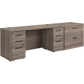 Sauder Office Works Affirm 72 X 24 Desk 3 Drawer Pedestal LAT Ste, Noble Elm Finish
