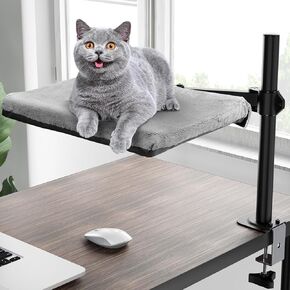 سرير مكتب Cat - إطار فولاذي ، ارتفاع 180 درجة مدونة وقابل للتعديل ، جثم القطط الناعم القابل للغسل لمكاتب المكاتب وطاولات اللعبة ، يدعم 25 رطلاً