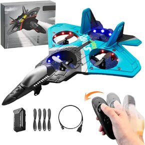 2025 V17 Jet Fighter Stunt RC Airplane -【New Version】RC Plane, 2.4GHz Remote Control Airplane, 360° Stunt Spin Remote & Light RC Airplane, Drop-Resistant Fighter Glider Airplane Hobby Toy (Blue)