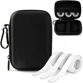 Phomemo D30 Label Maker Machine with case and 4 Rolls Label Tape, Portable Bluetooth Label Printer, Small Smart Phone Handheld Sticker Mini Labeler Multiple Templates Font Icon Easy to Use