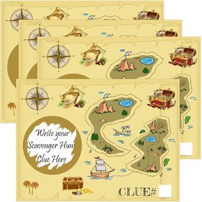 SMARSTICKER DIY Treasure Map Scratch Off Cards Scavenger Hunt Scratch Notes Pirate Birthday Party Scratch Off Tickets with Sticker for Kids Classroom Rewards Baby Shower Favors 20 Pack, 4*3inch