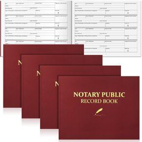 4 PCS 10.5 x 8.3 '' Corary Public Record Book Burgundy Softcover Cortary Journal Log Book for Notarial Acts Custary Supplies ، 4 إدخالات لكل صفحة ، 60 صفحة لكل كتاب