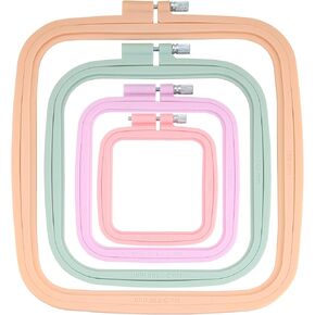 FARQAN Square Embroidery Hoops, Cross Stitch Hoop and ABS Plastic Embroidery Hoops for Sewing, Needlework, Cross Stitch, Embroidery Projects (4PCS-3", 4.3", 6.5", 8.7")