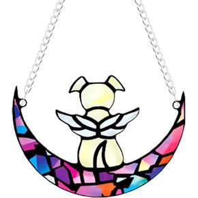 Fotn ملون الزجاج النافذة شنقا Suncatcher الكلب هدايا التذكارية لفقدان الكلب ، هدايا ميموريال للحيوانات الأليفة للكلاب ، فقدان تعاطف الكلاب هدية الكلب هدية هدية تذكارية الكلب يمر بعيدا الهدايا