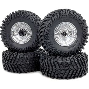 HOBBYSOUL Soft Sticky 2.2'' All Terrain Tires Tyres 5.0'' Tall & Adjustable Offset 2.2 Beadlock Wheels 40mm Wide Rims for 1/10 RC Crawler TRX4 SCX10 Upgrades,HS701536