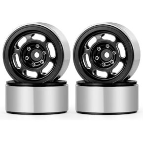 Rchubam 4pcs 1.3 "Beadlock Wheel Rims Trx4M 1.3" عجلات الألومنيوم متوافقة مع TRX4M SCX24 Redcat Ascent 1/24 1/18 RC Crawler Upgrade Car Audgricy (Black)