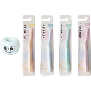 Pet Toothbrush for Dogs, Cats with Soft Bristles, Easy Teeth Cleaning & Dental Care, Set of 5, 4 Toothbrushes & 1 Ceramic Holder for Independent Storage, Assorted Colors (Pink, one Size)