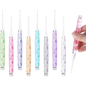 8 PCS CORCOCET CORCHET ، خطافات الكروشيه المضمنة مع عمود طويل من الكروشيه بلاستيكي ملون خطاف غير قطرات من القفازات قفازات CARF DIY (2.5 مم-6 مم)