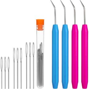 4pcs Knitting Loom Hooks Loom Knit Hook Set Colorful Knitting Loom Hook Tool and 9 pcs Steel Large-Eye Sewing Needles for Knitting Looms Knitting Boards Knitter and Crocheter