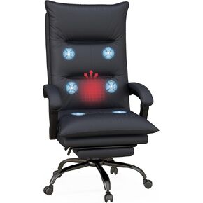 Vinsetto Massage Office Chair with 6 Vibration Points, Executive Computer Desk Chair, Heated Reclining Chair with Footrest, Armrest, Double Padding - Pink