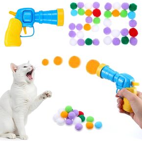 Cat Toy Ball Launcher with 20pcs 0.98''Plush Fuzzy Balls, Funny Cat Toy Launcher, Soft Safe Fetch Gog Enrichment Cats Toys, for Bored Indoor Cats Dogs Kitten Interaction Exercise cat's birthday