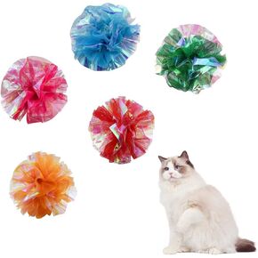 Andiker 5pcs Crinkle Balls Toys ، 3.93 بوصة من كرات Candy Color Clinkle تجذب القطط لمضغ وتشيس ، ألعاب القطط التفاعلية المتينة للقطط الداخلية للحفاظ على لياقتك ونشطة (متعددة الألوان)