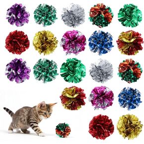 20 PCS Cat Grinkle Toy Ball 2.36 Inch Clinker Ball Calls Interactive Calls for Cats Polyester Film Calls Toys Toys Blight Cat Ball Toys لجذب القطط وإشراكها