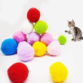 Funny Interactive Cat Pompom Toys, Premium Soft Pom Pom Balls, Lightweight, Interactive, Assorted Colors, Cat Toy Balls for Kitten Training and Play, Craft DIY Decorations (20PCS & 1.8Inches)