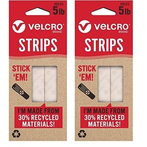 أشرطة مجموعة Velcro Brand Eco ، عصا على شرائط لاصقة 2 1/2 بوصة × 3/4in ، مواد مستدامة 30 ٪ معاد تدويرها ، 8ct بيضاء (حزمة 2)