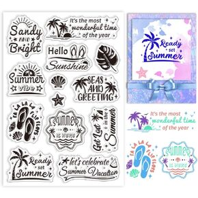GLOBLELAND Summer Text Clear Stamps Seashell Clear Rubber Stamps Starfish Silicone Stamps for DIY Scrapbooking Photo Album Decorative Cards Making Home Decoration 6.3x4.33inch