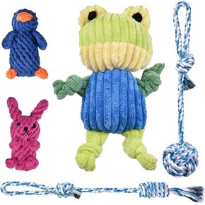 ألعاب الكلاب 5pcs ، ألعاب الكلاب مضغ Tug of War Doggie Rope ، لعبة صوتية صعبة لسلالة صغيرة ومتوسطة لتنظيف الأسنان