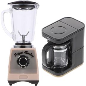 Luozzy Mini Blender Toy & Coffee Machine Model 1: 12 Miniature Dollhouse Kitchen Association To Coffee Pot Blender Toy for Kids Prayend Play - Black