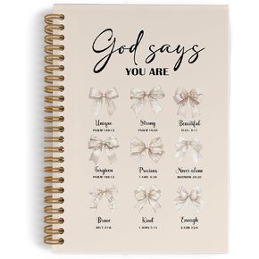 Pink Christian God يقول أنك دفتر حلزوني جميل ، دفتر مجلة Pink Bow Journal ، دفاتر مجلة الكتاب المقدس ، Coquette Christian Scripture Office Gifts for Women Girls ، 5.5 × 8.3 بوصة