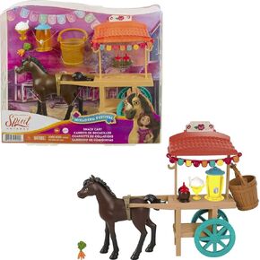 Mattel Spirit Untamed Miradero Snack Cart مع عجلات متداول ، مظلة ، إكسسوارات ذات صلة 5 بوصة ، هدية رائعة للأعمار والوردي ، الوردي