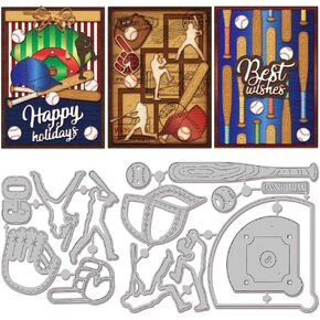 GLOBLELAND Baseball Cutting Dies for DIY Scrapbooking Metal Sports Man Cut Dies Baseball Man Die Cuts for Card Making Embossing Photo Album Craft Decor