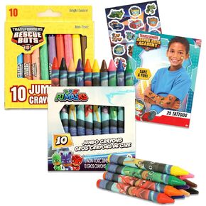 Bulk Jumbo Crayons for Boys Ages 1-3 Set - Bundle with Large Crayons for Toddlers Featuring Transformers Rescue Bots and PJ Masks for Party Favors, Restaurants, Goodie Bags, More | Chubby Crayon Set