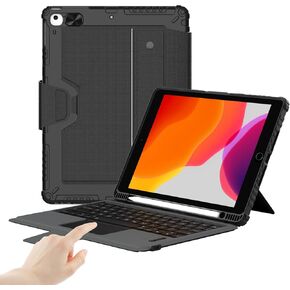 Nillkin for iPad 10th Generation Case with Keyboard (10.9", 2022), 7 Backlight Colors, Precise Trackpad, Pencil Holder, Slide Camera Cover Compatible with iPad Detachable Backlit Keyboard Case