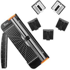 Firbon Black A4 Paper Cutter Bundle with 5Pcs Black Refill Blades, 12 Inch Paper Trimmer with Side Ruler for Scrapbooking, Craft, Coupon, Label, Cardstock