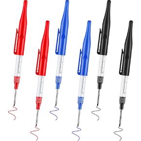 Multi-Purpose Deep Hole Marker Deep Drill Hole Long Nib Marker Waterproof Construction Pens Colorful Carpenter Pen for Bathroom Woodworking, Red Black Blue(30 mm,Stylish Style)