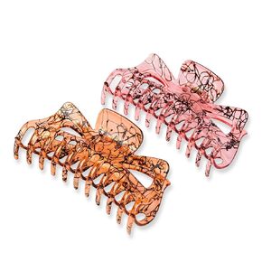 Extra Large Claw Clips for Thick Hair, 6.3 Inch Strong Hold Matte Jumbo Accessories for Women Long Curly Hair Cute Nonslip Big Jaw Clip 4 Pack (Black, Amber)