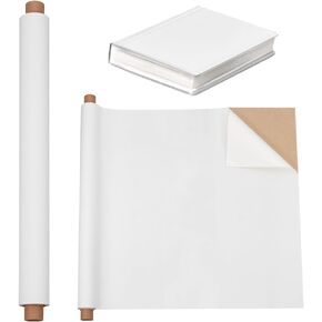 OLYCRAFT 39.4x15.7 Inch Notebook Binding Cloth White Self-Adhesive Bookcover Polyester Fabric with Paper Backed Cloth DIY Notebook Cloth Protective Cover for Notebook Binding Scrapbooking Album DIY