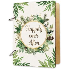 SUPERDANT Happily Ever After Greeting Card Holder Organizer Wooden Card Keeper Binder Planning Book Flowers Birthday Cards Keeper Photo Album Cover Graduation Wedding Planner Journal Keepsake Gift
