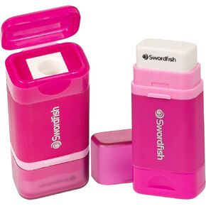 Combo Pencil Sharpener with Mess-Free Canister and Eraser [Pack of 1] Pink [40365]