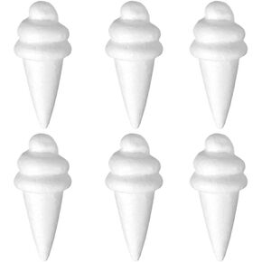 6 Pcs White Craft Foam Ice Cream Shape Polystyrene Balls Ice Cream Mold for DIY Craft Wedding Birthday Party Decoration Nativity Craft