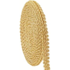 PH PandaHall 27.3 Yards Golden Braid Tirm for Sewing, 1/2 inch Fabric Gimp Braid Trim Ribbon Polyester Basic Fringe Trim for Upholstery Costume DIY Crafts Jewelry Making Curtain Decoration