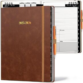 Ensight 2025-2026 HARDCOVER Leather Planner Weekly & Monthly - 6.5 * 8.5 Inches - Academic Planner Business Personal or Student - Pen Holder, Thick Paper, July 2025 - June 2026 (Black)