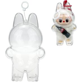 Protective Case Cover for LABUBU Cola Stand, Clear Acrylic Display Box Hard Case Accessories with Silicone Strap for The Monsters LABUBU Cola Series Surprise Shake - Cola Stand