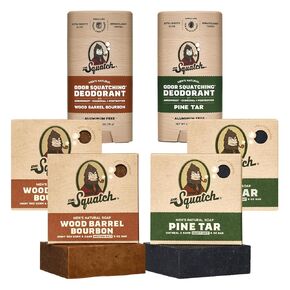 Dr. Squatch Manly Soap and Deodorant Variety Pack - Handmade with Organic Oils, Aluminum-Free - Birchwood Breeze and Fresh Falls