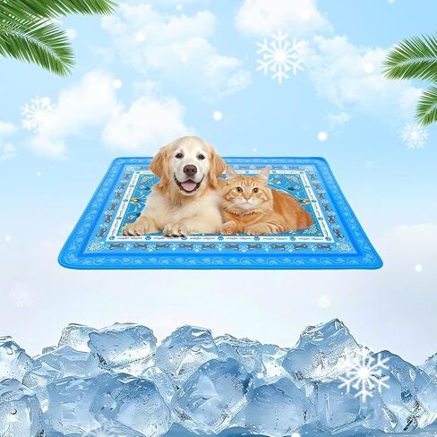 BINGPET Dog Cooling Mat, 47''x28'' Extra Large, Upgraded Thickened Cooling Fiber Endothermic Color Changing Pad, Non-Slip Summer Pet Blanket, Foldable Washable Non-Toxic Pet Mat for Indoor Outdoor Use in Kuwait