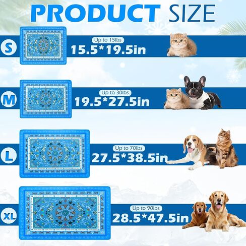 BINGPET Dog Cooling Mat, 47''x28'' Extra Large, Upgraded Thickened Cooling Fiber Endothermic Color Changing Pad, Non-Slip Summer Pet Blanket, Foldable Washable Non-Toxic Pet Mat for Indoor Outdoor Use in Kuwait