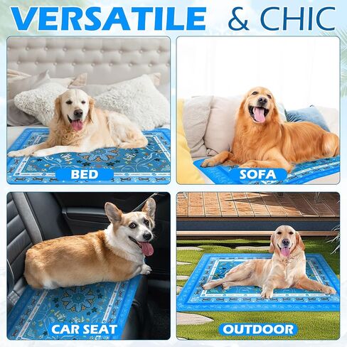 BINGPET Dog Cooling Mat, 47''x28'' Extra Large, Upgraded Thickened Cooling Fiber Endothermic Color Changing Pad, Non-Slip Summer Pet Blanket, Foldable Washable Non-Toxic Pet Mat for Indoor Outdoor Use in Kuwait