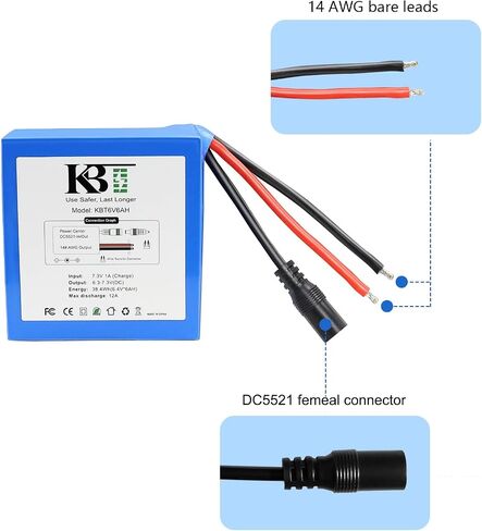 KBT 6V 6AH LIFEPO4 استبدال البطارية ، الحجم الصغير مع الشاحن ، شحن الكابل ، موصل الكابلات للأطفال ركوب الألعاب ، أضواء الفانوس ، Streamlight Litebox ، نظام إنذار الأمان المنزلي in Saudi Arabia