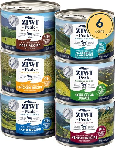 ZIWI Peak Wet Dog Food Variety Pack - Beef, Chicken, Lamb, Mackerel, Tripe, Venison, 6 Pack (6oz Each) in Saudi Arabia