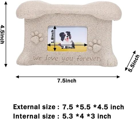 Pet Urn for Dog Ashes Box with Picture Funeral Cremation Box for Cat Resin Bone Shape Keepsake with Photo Frame for Loss of Dog Remembrance Gift (Yellow Cat Urn) in Saudi Arabia