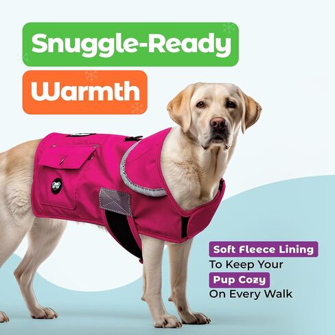 Joyride Harness FrostFlex Winter Dog Jacket - Fleece Lined & Water-Resistant - Snowsuit with Pockets for Treats & Poop Bags - Durable Cold Weather Dog Coat in Saudi Arabia